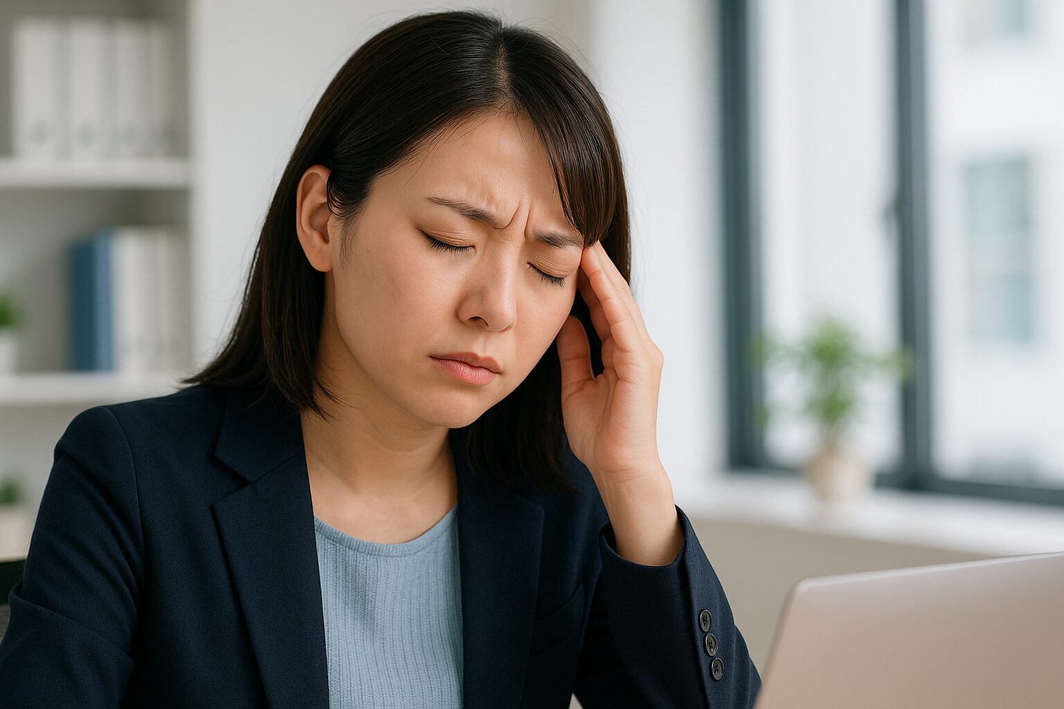 長浜市 交通事故での頭痛で悩む女性